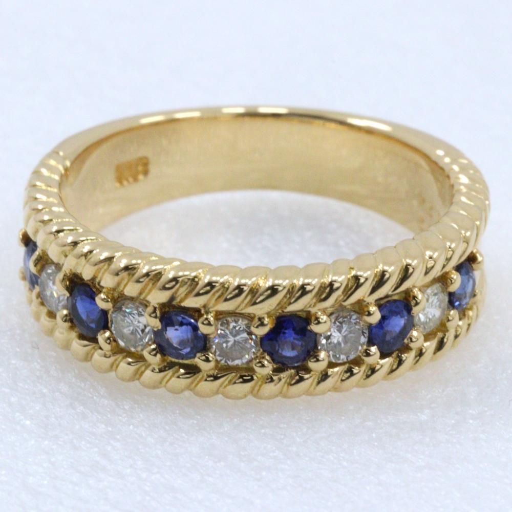 Ring K18 Yellow Gold/sapphire/diamond #6.8(US Size) 6.2g Women Used