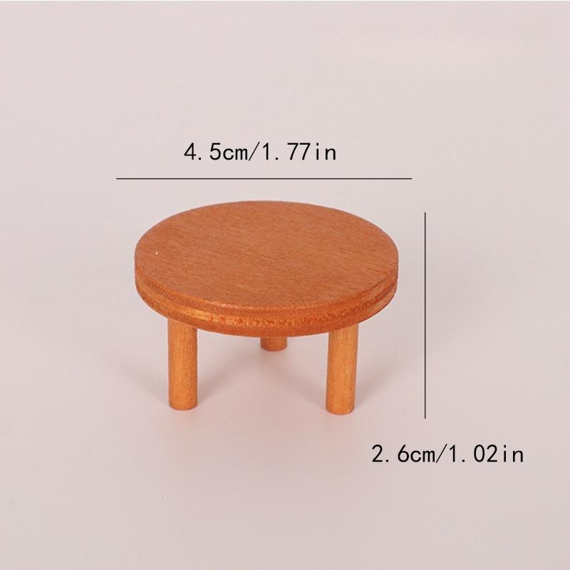 

Miniature Wooden Mini Stool Doll House Furniture with Edges Realistic Design for Micro Scene Decoration and Playroom Accessories