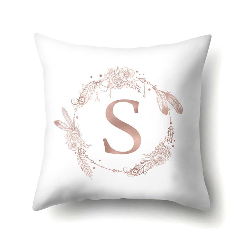 Polyester Pillow Case Home Ins Style Decorative Print Pillow Case 26 English Letter Cushion Cover