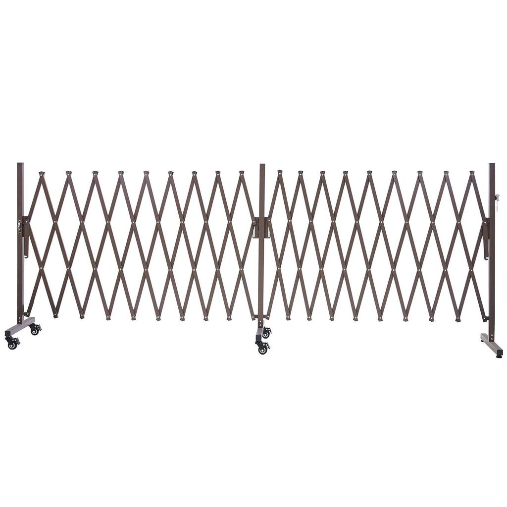 Double Expandable Barricades, 6m Expandable Safety Barrier, Flexible Mobile Barricade with Locking Casters, Portable Folding Security Gate Metal