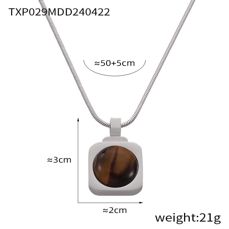 French Minimalist Titanium Steel Pendant Necklace & Water Drop Earring Set for Women