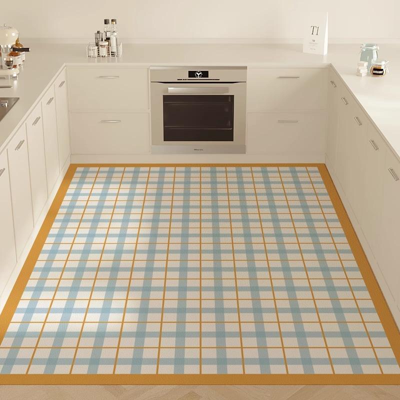 PVC Carpet for Kitchen Waterproof Dust-proof Easy To Clean Leather Floor Mat Fashion Dopamine Checkered Balcony Rugs Alfombra 