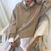 Women's  Buttoned Irregular Sweater Cardigan Round Neck Knitted Kacket