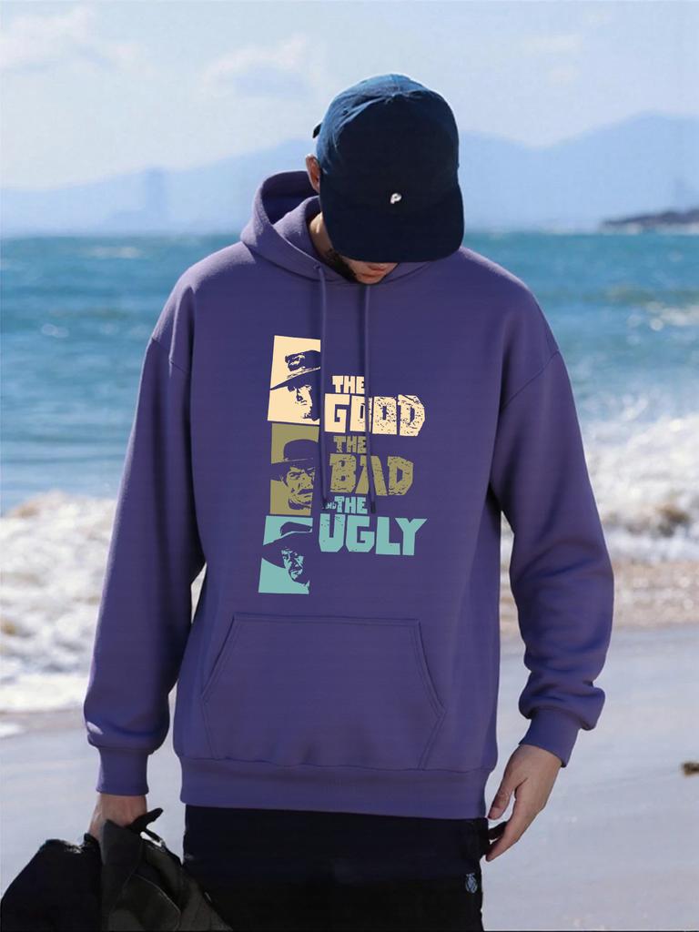 The Good Bad Ugly Printing Men Hoodie All-Match Autumn Streetwear Comfortable Oversized Hoody Fleece Pocket Unisex Pullover