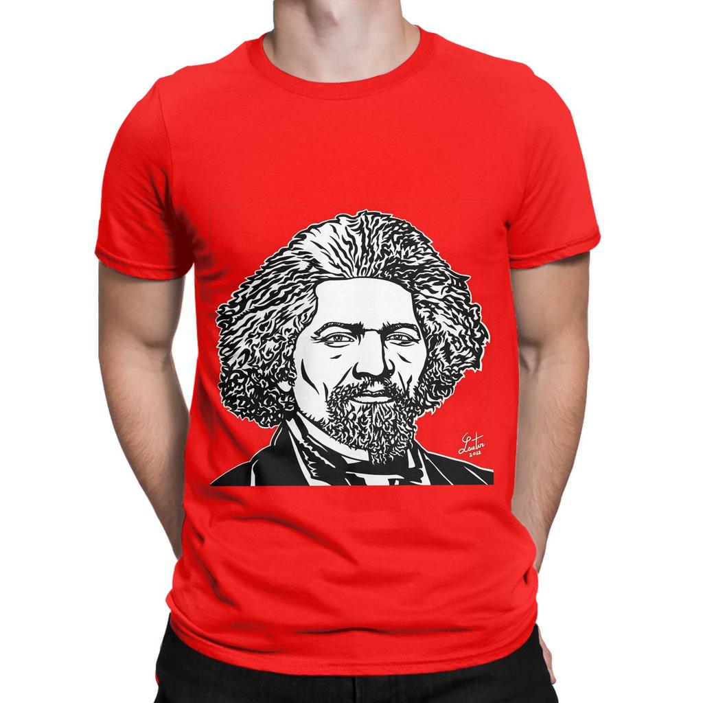 FREDERICK DOUGLASS ink and acrylic portrait Funny 100 Cotton TShirt Frederick Douglass Tops Tees For Unisex