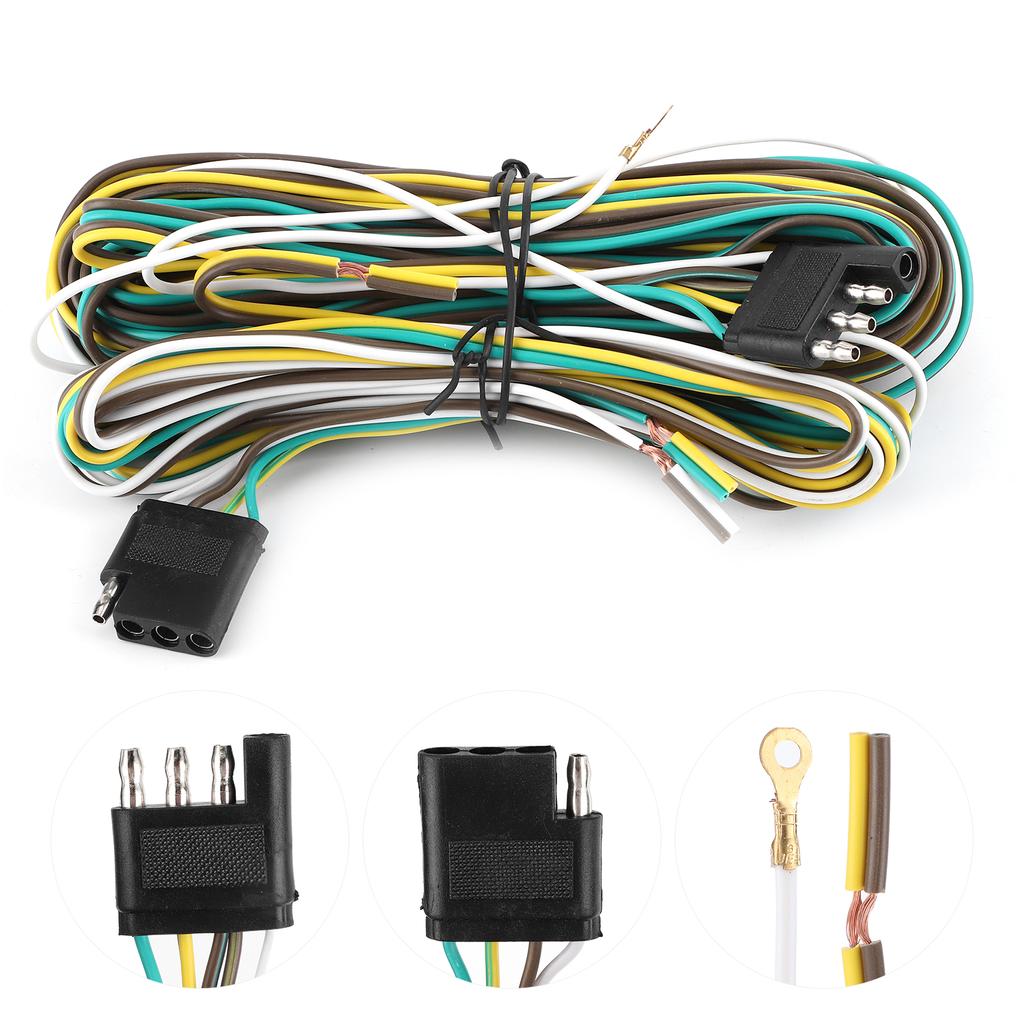 Trailer Wiring Harness Extension Kit 36FT 8.5+2.4m 4 Wire 4Flat 4 Pin with Male Female Plug