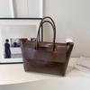 Color Simple Solid Crocodile Texture Women Large Capacity Shoulder Bag Tote