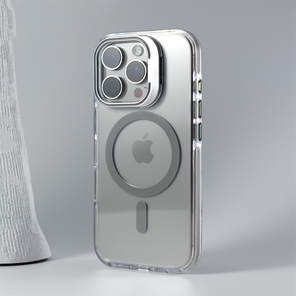 Luxury Lens Holder Shockproof Magnetic Case For iPhone 16 15 14 Plus 13 12 17 Pro Max 17Air 16e Magsafe Fashion Clear Cover