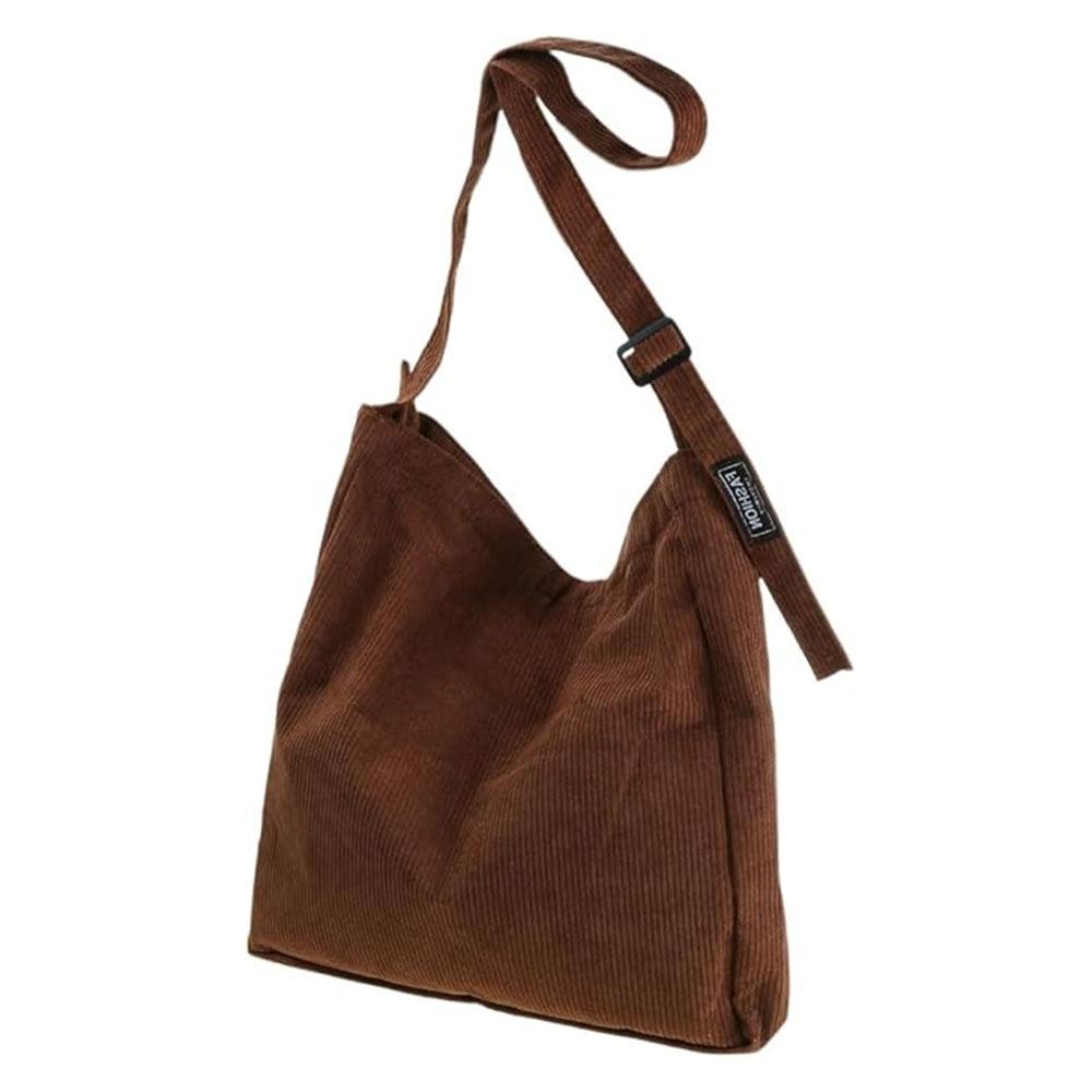 Vintage Corduroy Shoulder Bag With Large Capacity Handbag Casual Underarm Bucket Bags For Travel School And Shopping