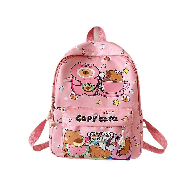 Stylish Capybara Print Backpack for Kids - Elementary & Kindergarten Use