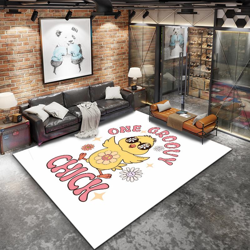Retro Groovy Chick Carpet Rug For Living Room Bedroom Home Sofa Decoration Kids Play Nonslip Floor Mat