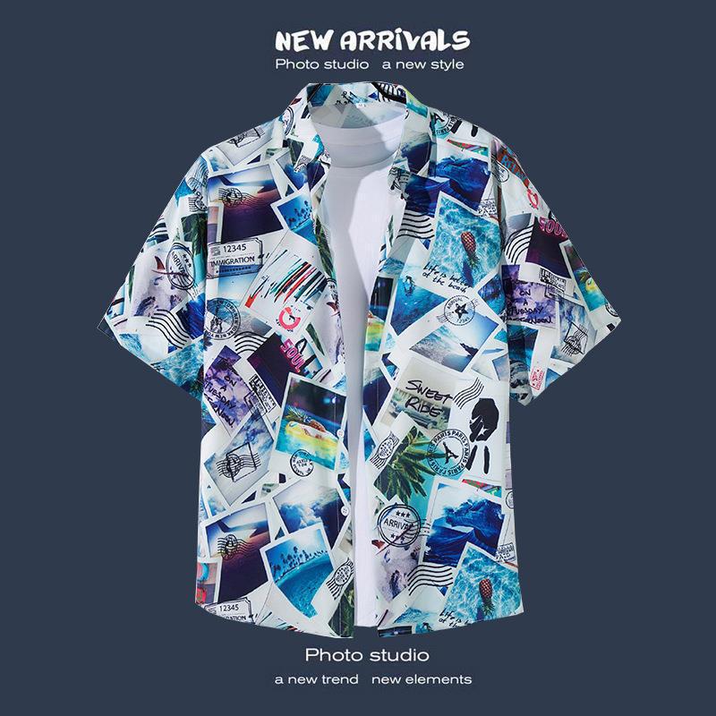 Hot-selling Couple Flower Shirt South East Asia Style Hawaiian Beach Wear Loose Casual Jacket Spot