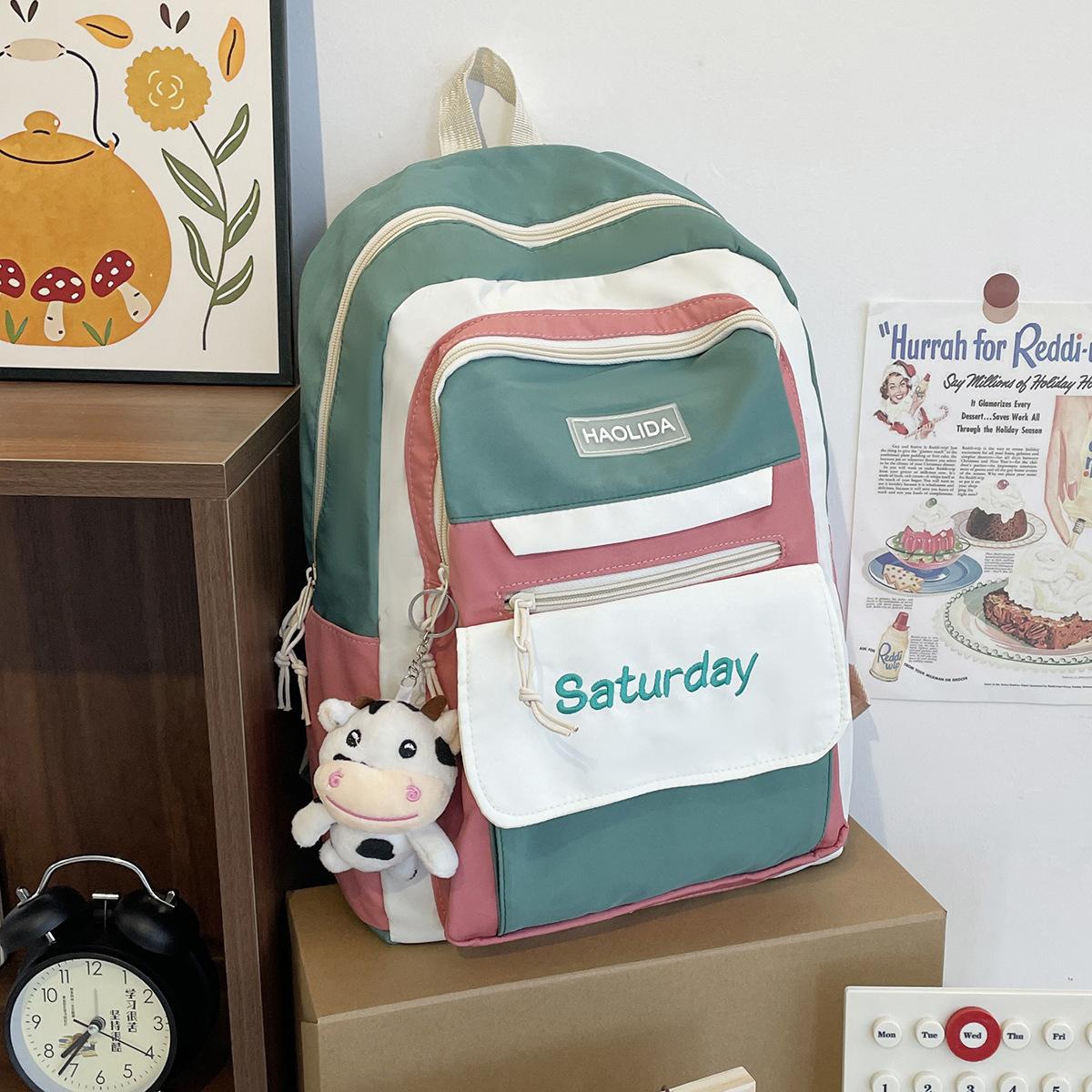 

Школьный рюкзак женский для ученицы средней школы новый рюкзак высокой ценности легкая версия рюкзак большой вместимости зелёный