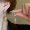Luxury Pink Crystal Drop Earrings: Elegant, Fashionable Ear Clips