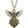 Angel Wing & Open Heart Pendant Necklace Romantic Gothic Statement Jewelry 45cm or 70cm Long Chain