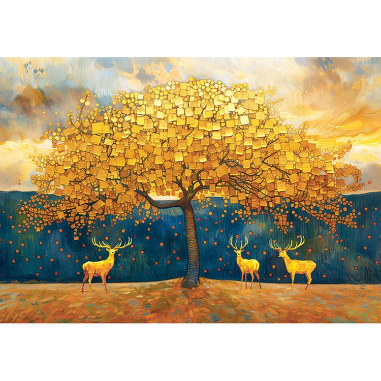 Golden Wooden Jigsaw Puzzle Wealth Tree 1000 Pieces, Popular Korean Puzzle