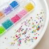 12 Grids/Box Candy Colors Nail Art Beads, Macaron Caviar Beads 3D Steel Ball For Nail Designs Decoration