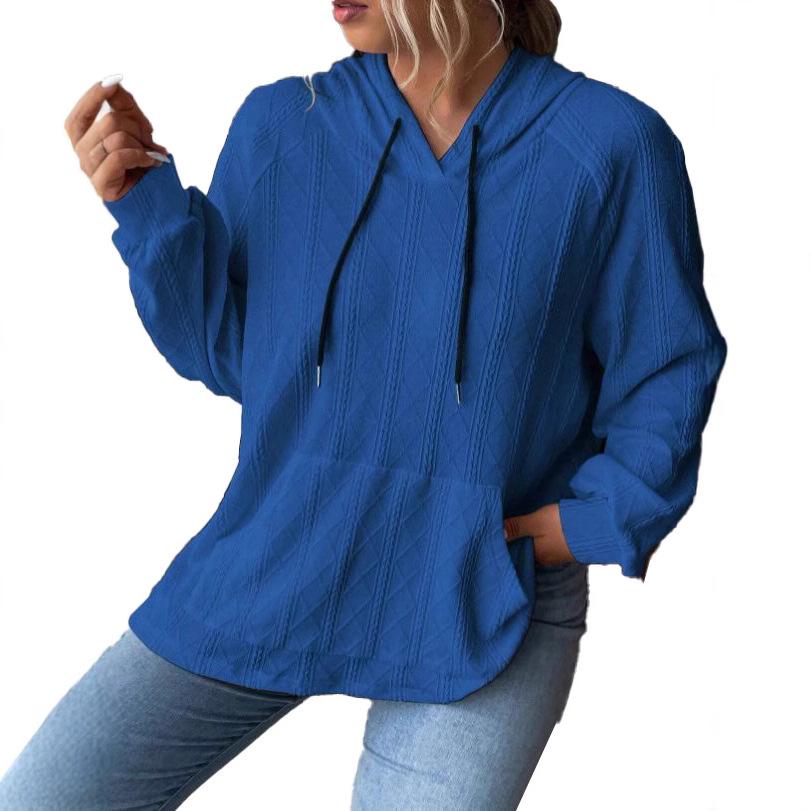 2025 Autumn/Winter Women's Plus Size Jacquard Loose Hooded Sweatshirt