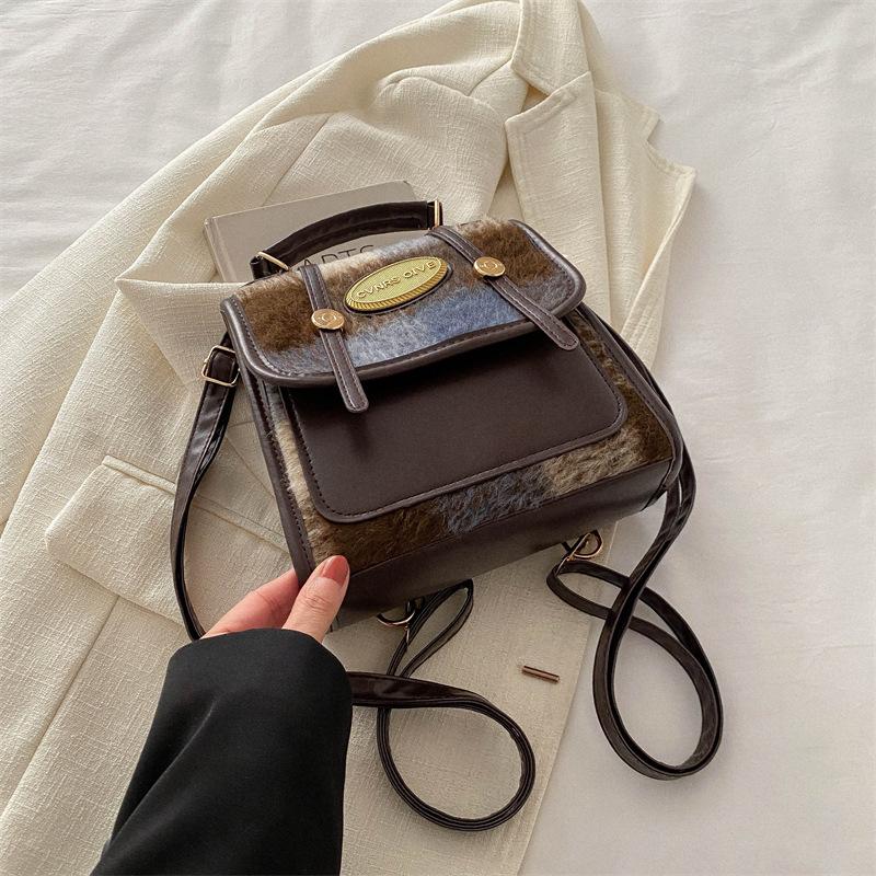 

Стильная женская сумка в клетку в стиле ретро, маленькая квадратная женская сумка, рюкзак синий