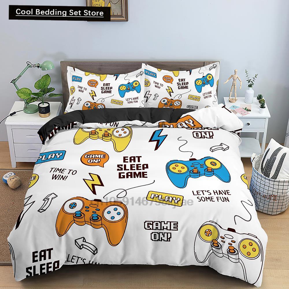 Boys Gamer Bedding Set Cartoon Game Luxury Duvet Cover King Queen Double Comforter Cover Gaming 2/3pcs Polyester Quilt Cover