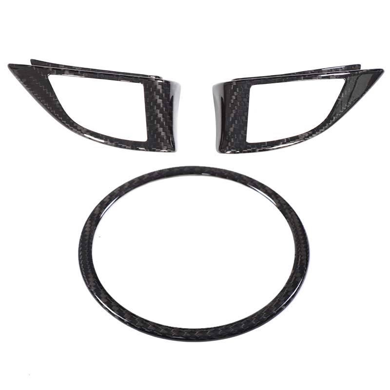 For 2008-2026 Fiat 500 For Abarth Real Carbon Fiber Car Steering Wheel Button Frame Logo Outer Ring Sticker Car Accessories