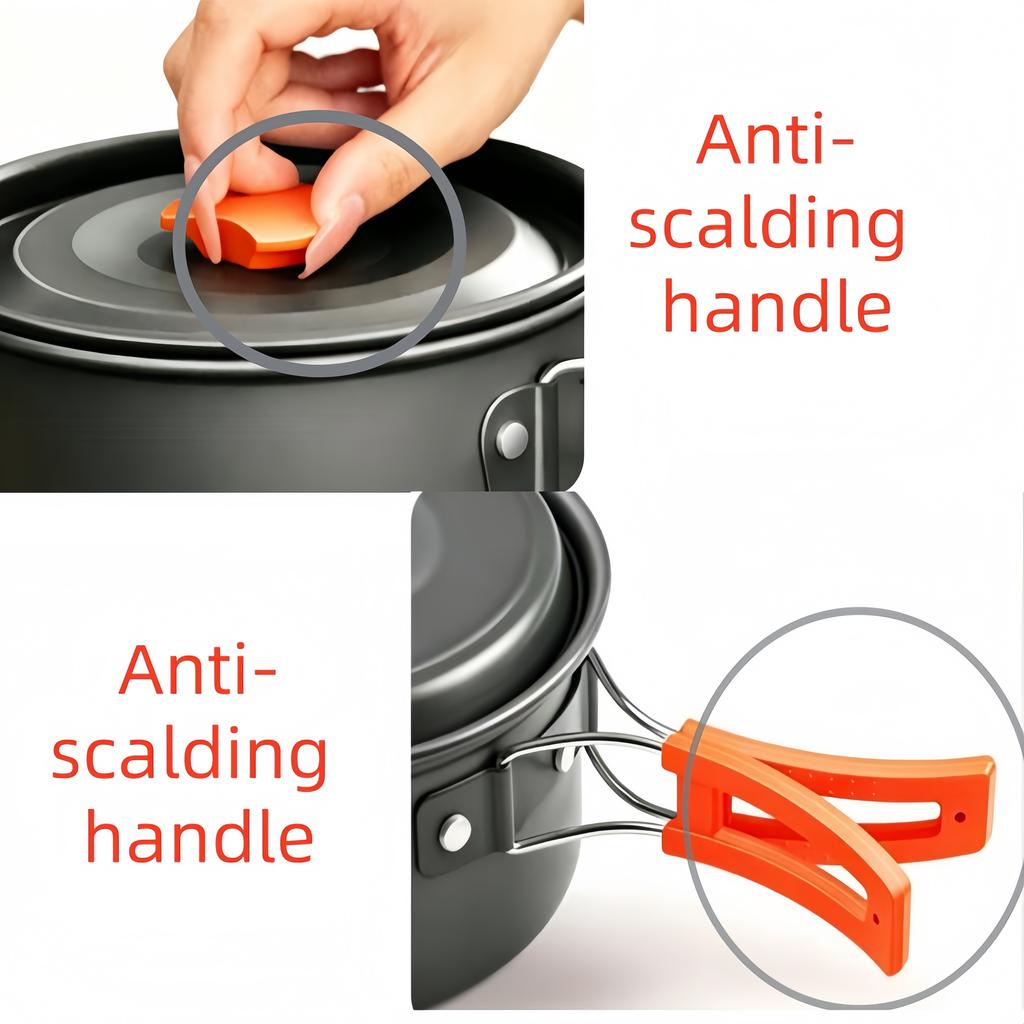 Portable Camping Cooking Set - Non-stick Lightweight Camping Pots and Pans Set, Suitable for Camping and Backpacking Trips