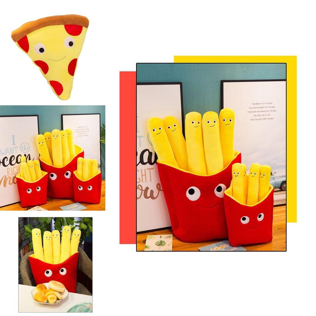 Adorable And Comfortably Plush Cute French Fries Stuffed Toy And Pizza Cushion