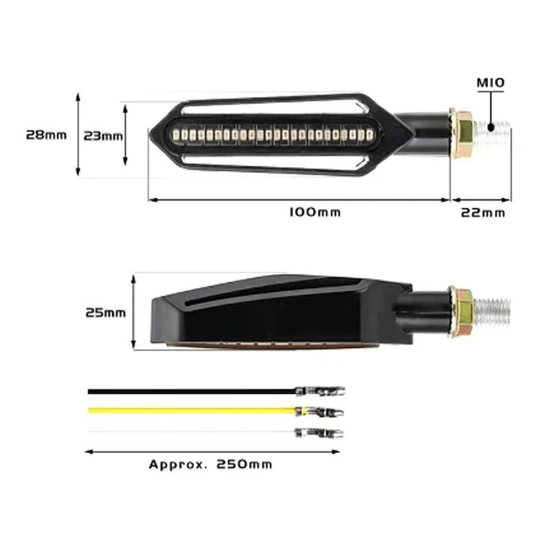 Universal Motorcycle Turn Signals LED Light 12V 10mm Flowing Water 24LED Blinker Light with Built-in Relay Flashing Indicator