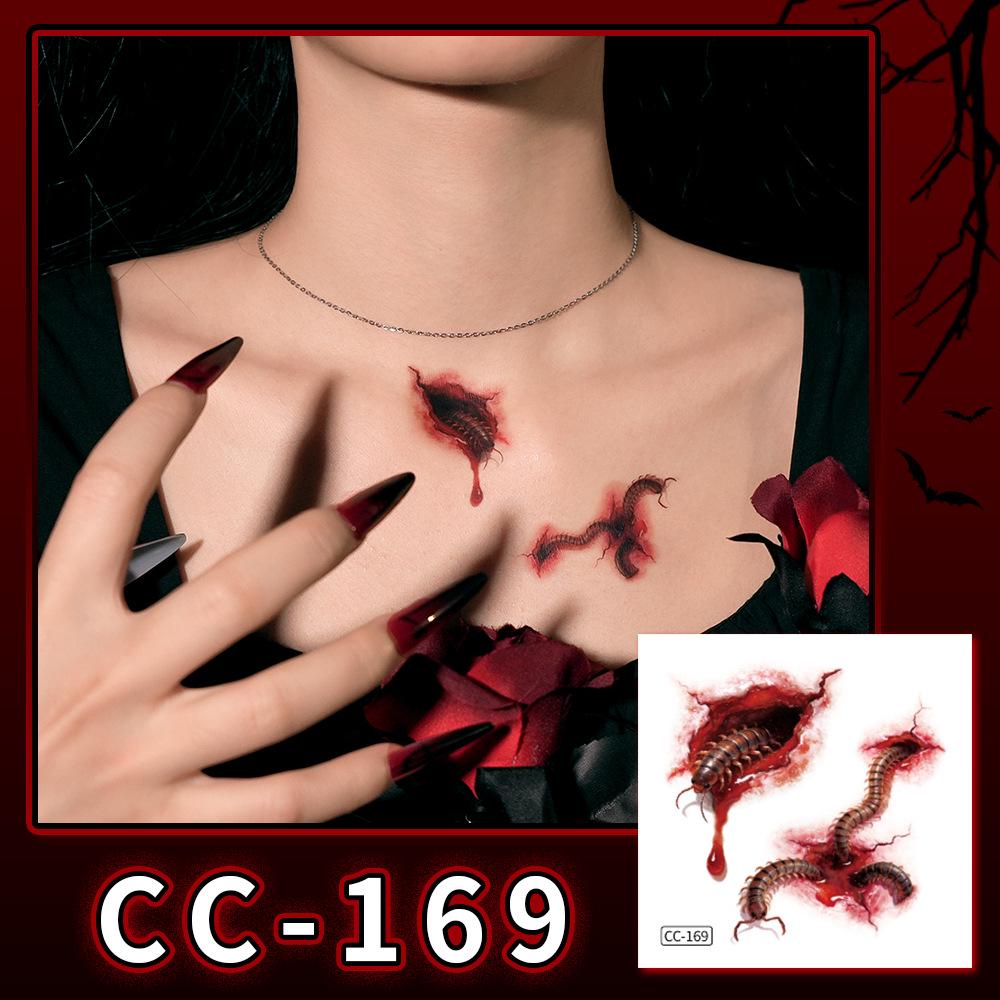 Nuovi Tatuaggi Impermeabili di Halloween Horror Cicatrice Faccia - Adesivi Trucco Opachi per Feste Festival
