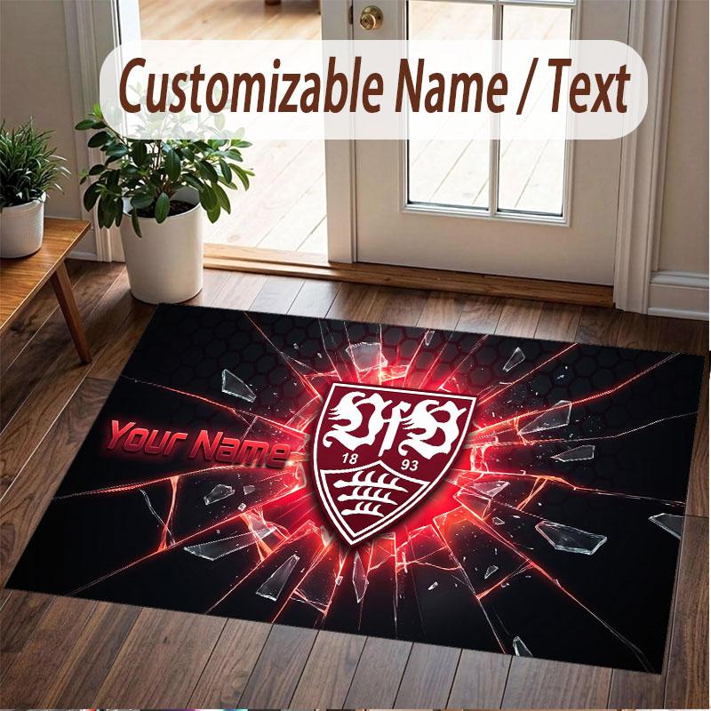 Custom Rug VfB Stuttgart FC Pattern Print Name Text Soft Non‑Slip Floor Carpet for Home Indoor Decoration