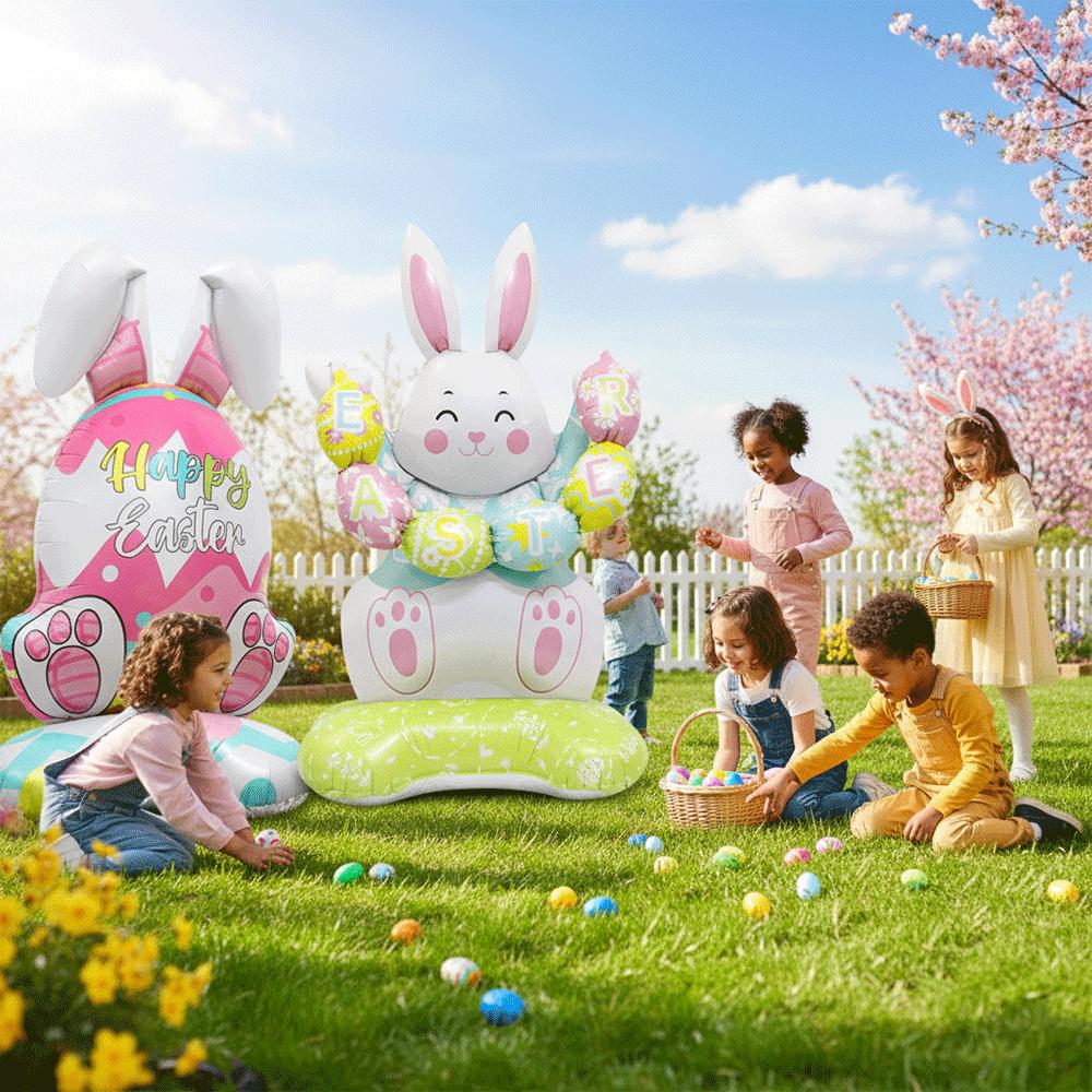 3D Stehender Oster Folienballon Riesiger Hase Karotte Küken Ei Ballons Osterparty Dekoration Kindergeschenk Mit Luft Gefüllt Gartendekoration