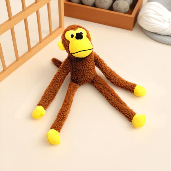 Interactive Monkey Plush for Dogs Cats Soft Bite-Resistant Chew Toy with Sound Pet Anxiety Relief Toy for Teeth Cleaning And Teething