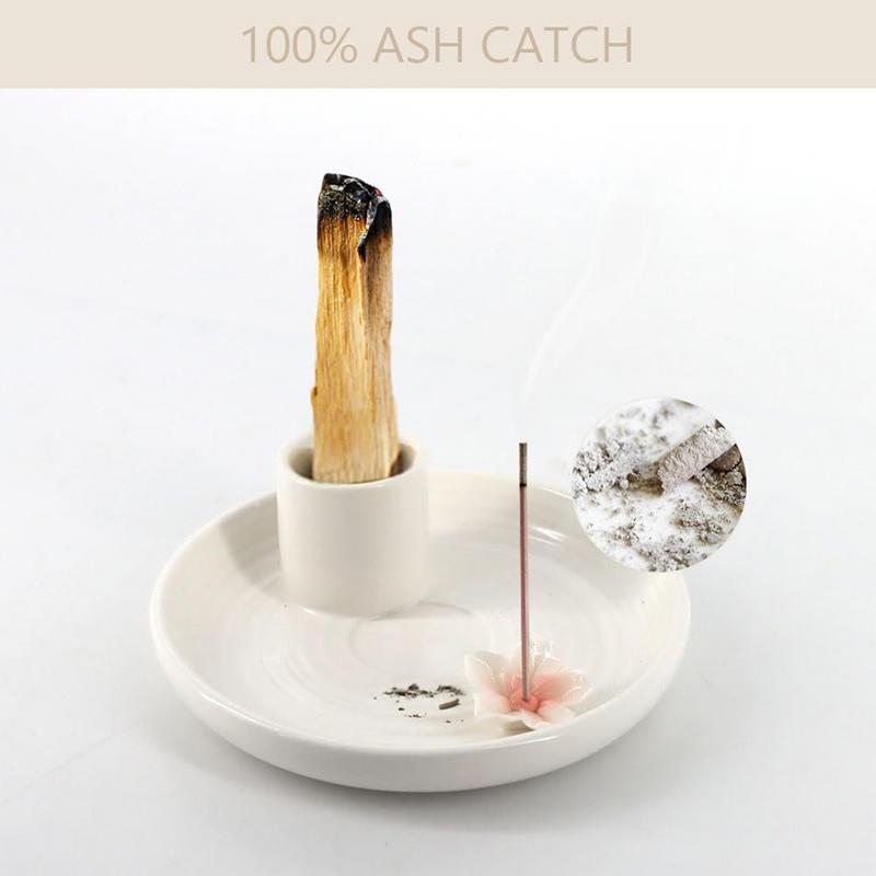 Hard to Tip Over Candle Holder Artistic Ceramic Palo Santo Holder Incense Burner Sturdy Well-made Scent Wood Stand Ash for Palo