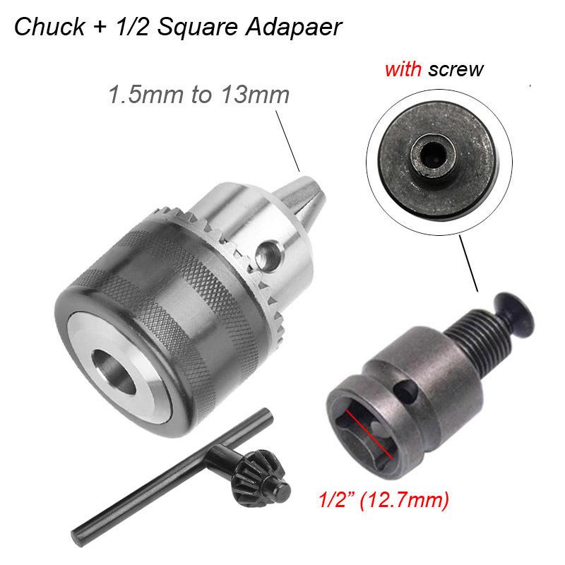 1.5-13mm Converter 1/2"-20UNF Key Drill Chuck Thread Quick Change Adapter SDS 1/4" Hex Impact Driver Wrench Bit Connecting Rod