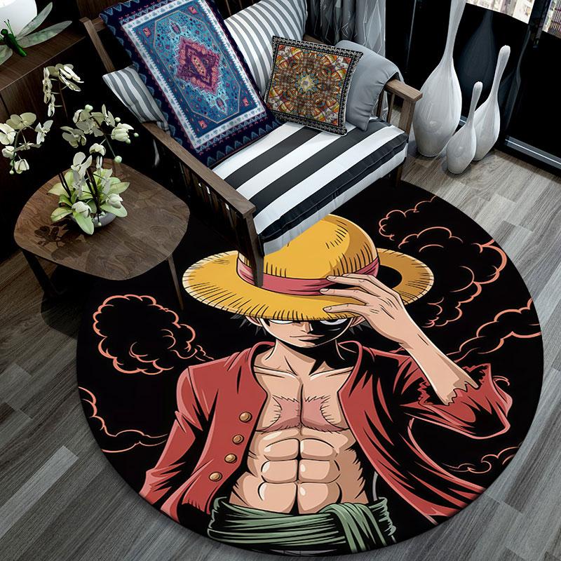 Monkey D Luffy,Round Area Rug,Carpet Rug for Living Room Bedroom Sofa Playroom Decor,Non-slip Floor Mat