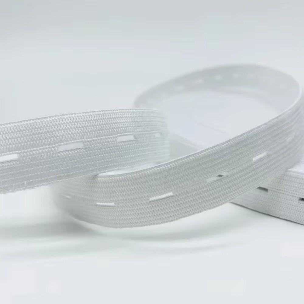 Black White Button Hole Elastic Belt Adjustable Hole Flat Band Elastic Rope Band Garment Sewing Accessories 5M