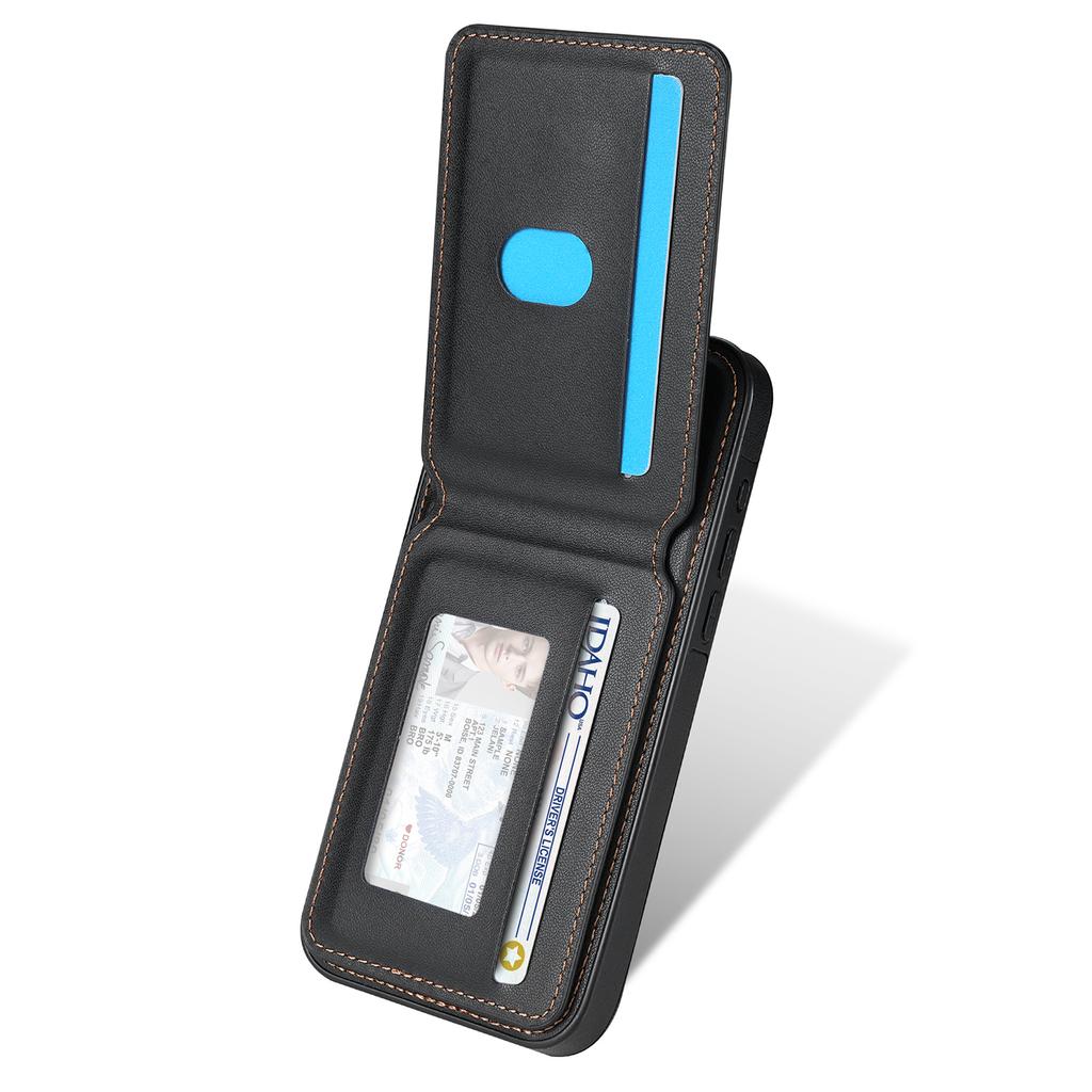 For iPhone 15 Case Compatible with MagSafe Detachable Card Holder Kickstand Leather Phone Back Cover