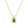 Neutral Style Niche Oval Zircon Pendant Women'S Round Bead Chain Copper Plated 18K Necklace Jewelry