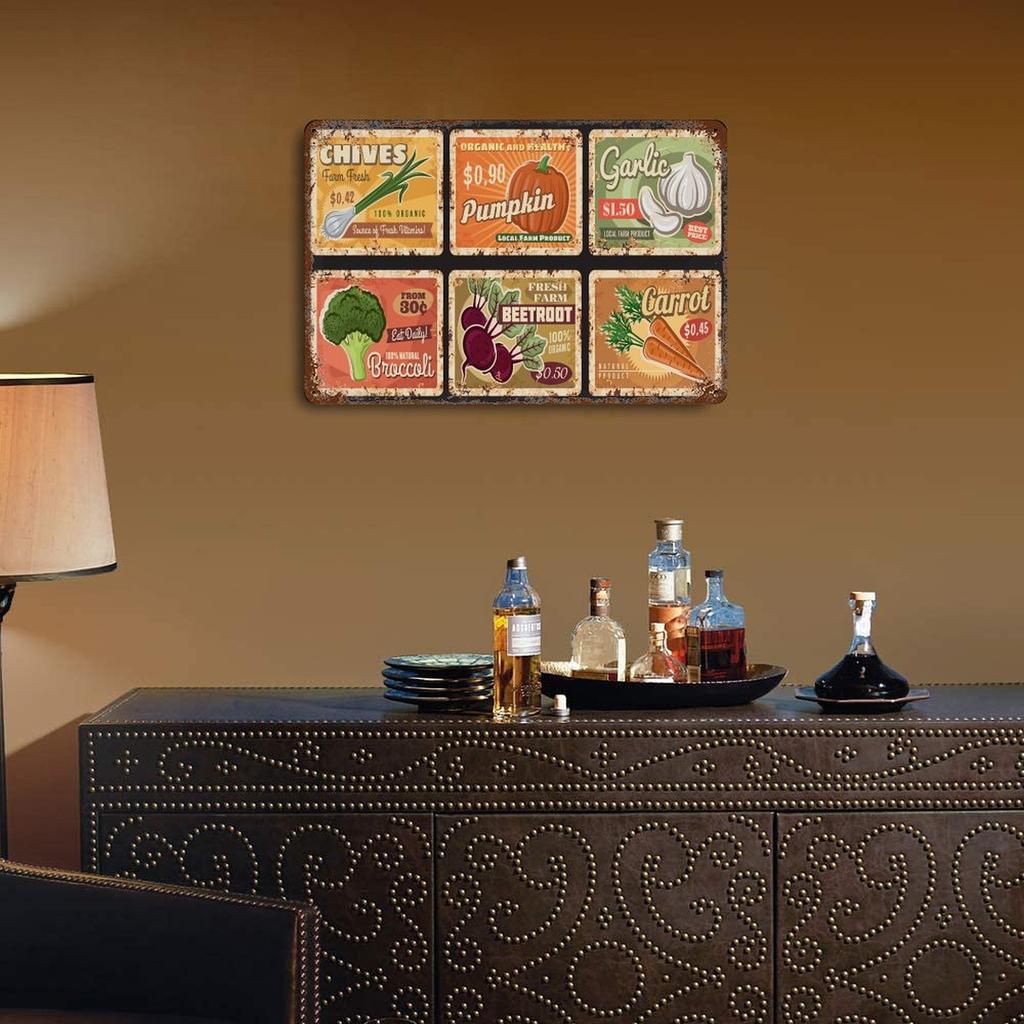 1-Pack Distressed Rustic Wall Plaque Metal, 20×30cm and 30×40cm, Aged Décor for Kitchen, Hallway or Office