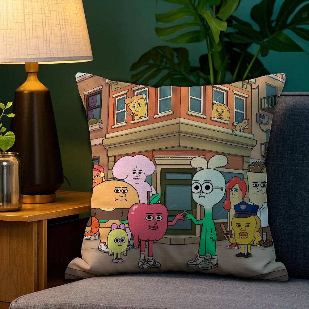 Anime Food A-AppleS And OnionS Pillow Case Sofa Living Room Bedroom Double-sided Printing Square Cushion Nap Time Pillow Case