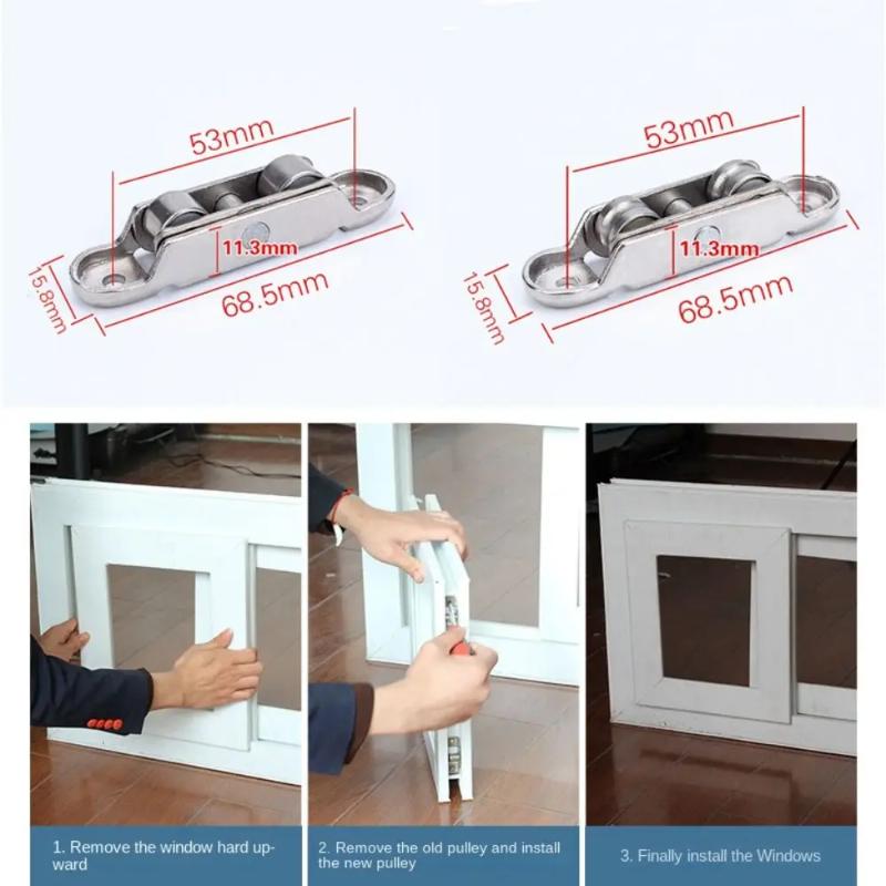 Sliding Door Window Roller Long Service Life Silent Double Wheel Pulley for Wardrobe Patio Balcony Home Furniture Repair Parts