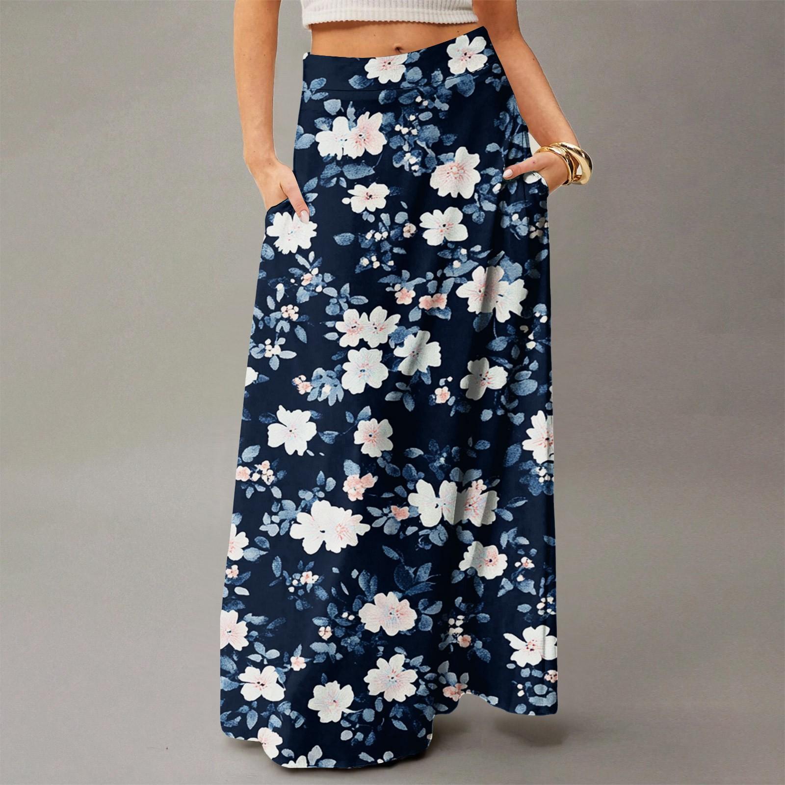 

Жіноча вільна максі-сукня звичайна повсякденна літня богемна спідниця XL небо синє кольору