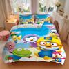 3-teiliges Pororo der kleine Pinguin & Freunde Kinder Bettwäsche Set - Universelles Dreiteiliges Set für Schlafzimmer, Gästezimmer, Wohnzimmer, Hotel - Perfektes Geschenk