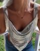 Trendy europäische und amerikanische Damen-Pailletten-Metallic-Hosenträgertops – Neues und stilvolles Design