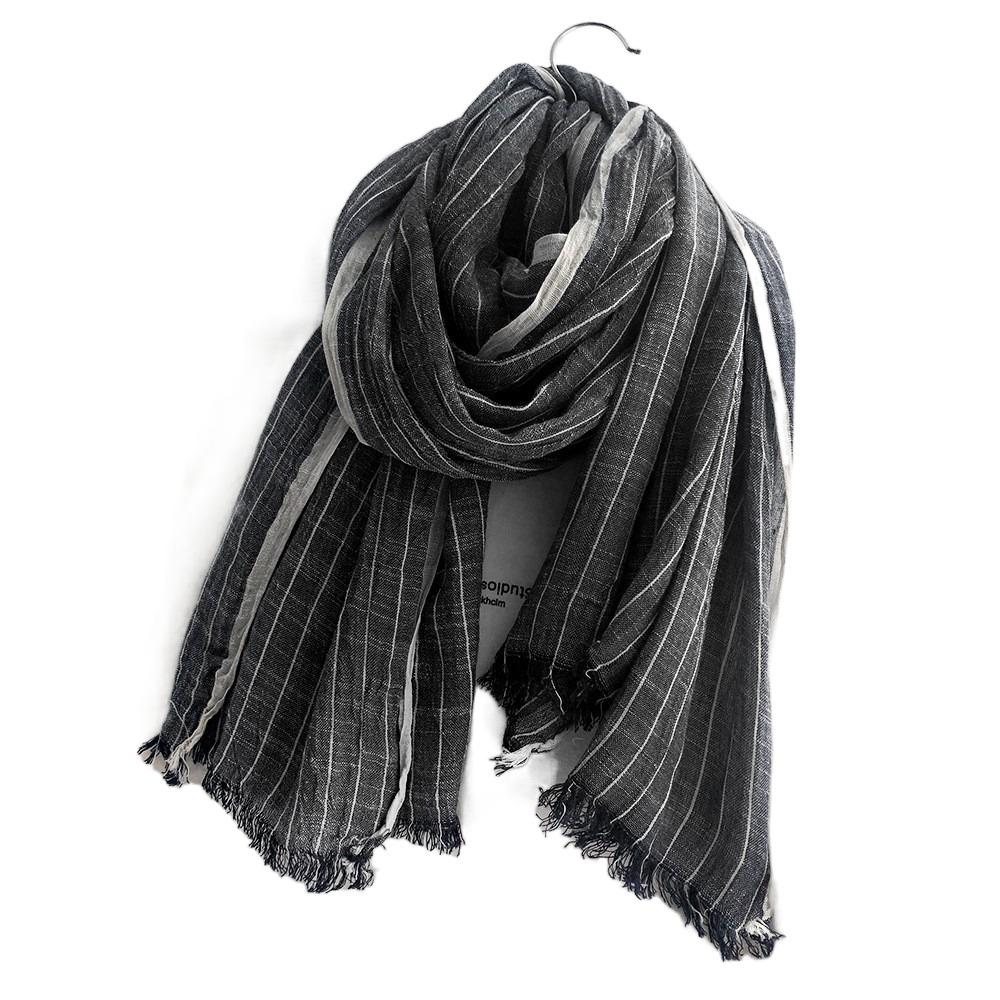 Windproof Striped Pleated Shawl Thicken Men Scarf High Quality Winter Cashmere Scarf Female
