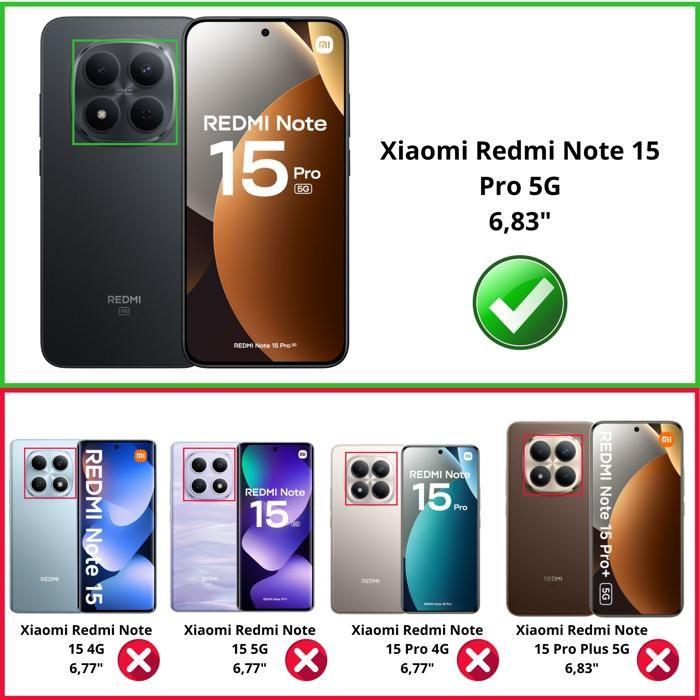 Coque antichoc pour Xiaomi Redmi Note 15 PRO 5G et 2 Verres Trempé Film Protection Ecran Phonillico®