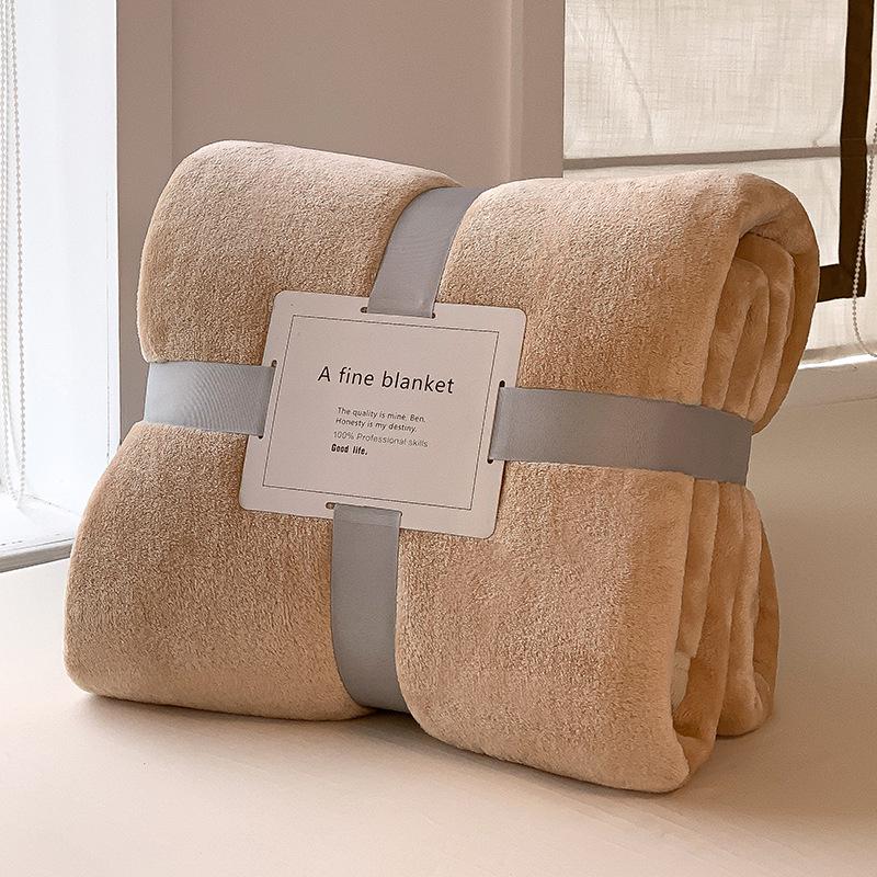 Plush Coral Fleece Blanket 300g - Soft, Thick, Machine Washable Throw for Dorm or Sofa