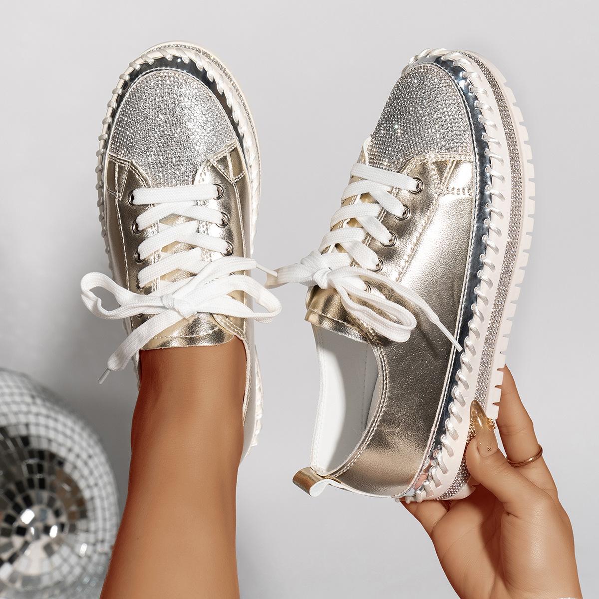 

Foreign trade large size casual single shoes women s 2025 spring new flat bottom round head lace-up color matching fashion single shoes women 36 золотой