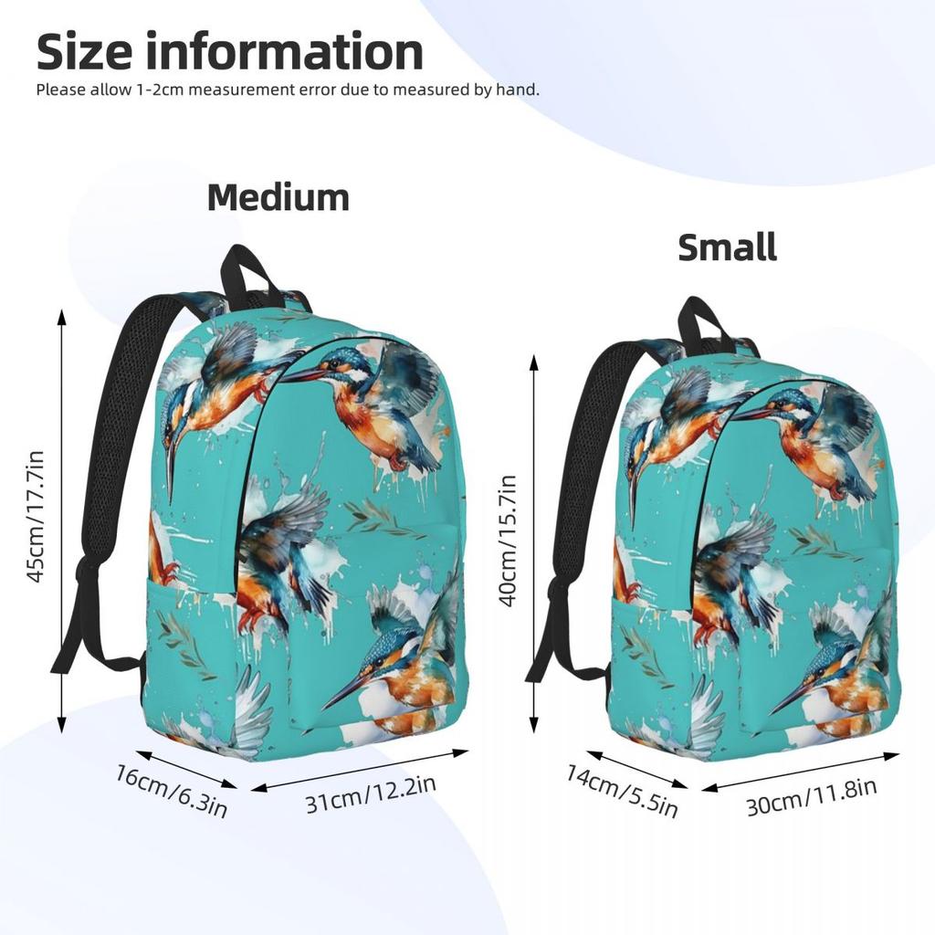 Zaino con Motivo Martin Pescatore Daypack Grande Capacità Ragazzi Ragazze Borsa per Libri Borsa Scolastica Borse a Spalla per Uomini Donne