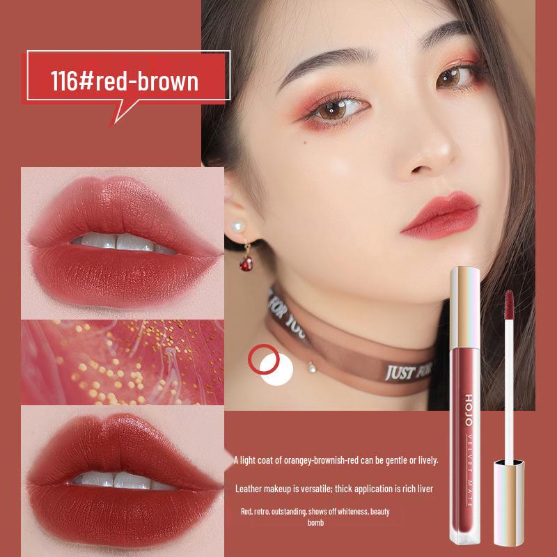 HOJO Velvet Matte Lip Glaze: Long-Lasting, Moisturizing, Waterproof, Student-Friendly, Non-Fading Lipstick